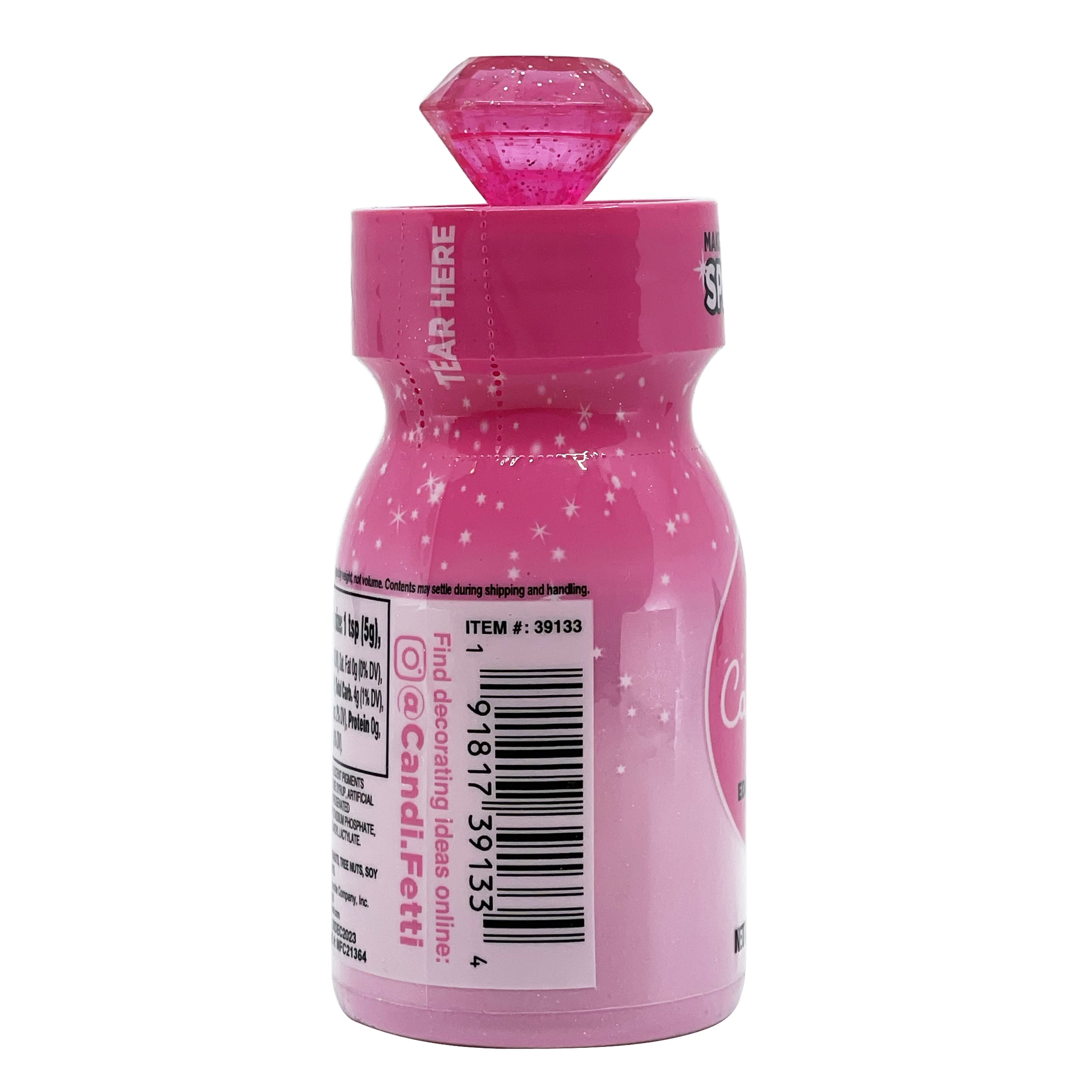 (3 pack) CandiFetti Pink Edible Sparkle Dust, Dessert Sprinkles, 2.47 oz