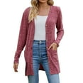 thumbnail image 2 of Baqcunre Winter Coats For Women Women'S Brushed Solid Color Long Sleeved Women'S Cardigan Jacket Cardigan Sweaters For Women Fall Outfits For Women 2023 Red XL, 2 of 5