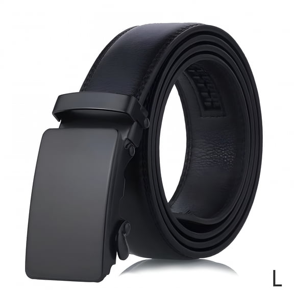 TELOLY Men's Leather Casual Belt, Black, Adult