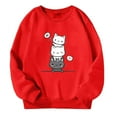 thumbnail image 2 of Kiijoy Teen Girls Sweatshirt Cartoon Cat Crew Neck Pullover Kids Long Sleeved Sweatshirt, 2 of 5