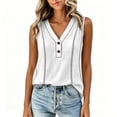 thumbnail image 6 of GERsome Tank Tops for Women Button Down V-Neck T-Shirts Loose Fit Sleeveless Summer Tops White Size L, 6 of 9
