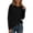 Black, variant on Women's Waffle Knit Top Crew Neck Long Sleeve Casual Pullover Blouse