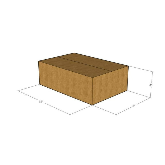 12x8x4 Kraft Brown Corrugated Shipping Boxes, 32 ECT Single-Wall, Qty 125