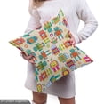thumbnail image 5 of Ambesonne Robot Print Fabric by the Yard Upholstery, Happy Colorful Retro, 5 Yards, Dark Coral and Apple Green, 5 of 5