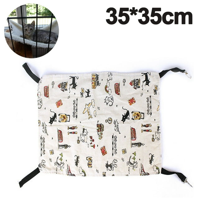 Hanging Cat Hammock, Pet Hammock for Cage, Adjustable Cat Bed Two Sides Comfortable/Waterproof Resting Sleepy Pad for Cats Small Dogs Rabbits or Other Small Animals