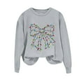 thumbnail image 4 of Xdegoge Christmas Sweatshirt for Women Long Sleeve Round Neck Pullover Xmas Cute Bow Print Top Casual Loose Fitting Holiday Shirts Christmas Themed Outfits, 4 of 4