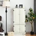 thumbnail image 3 of Costway Accent Floor Storage Cabinet W/ Adjustable Shelves Antique 2-Door Cream White, 3 of 10