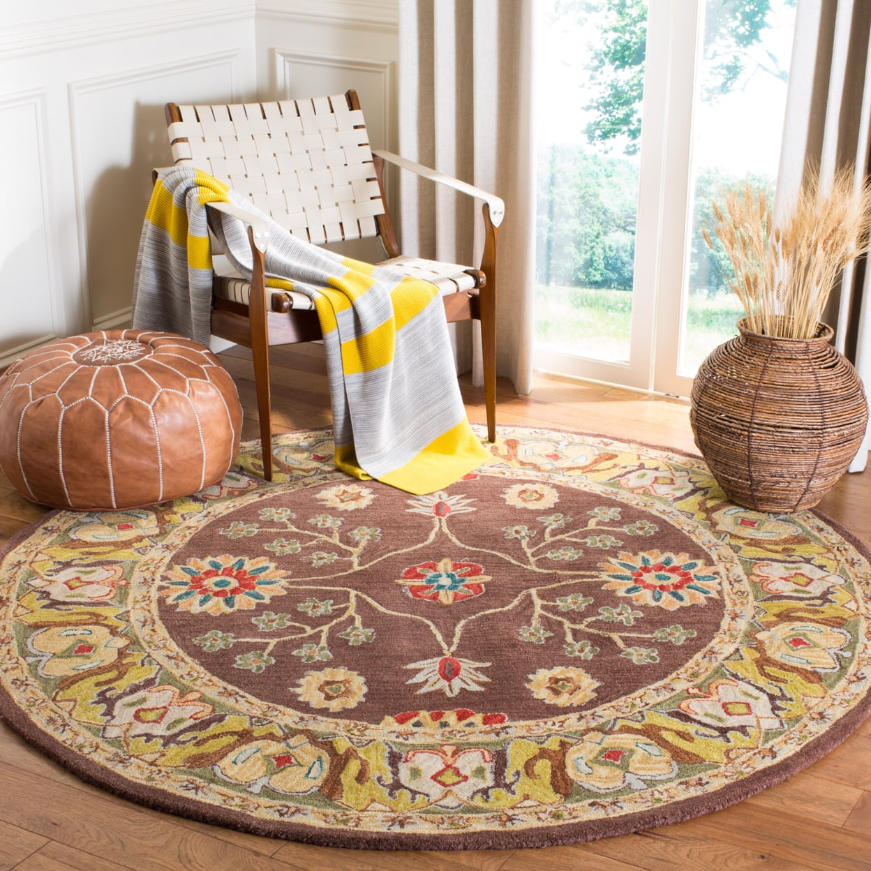 SAFAVIEH Anatolia Sandy Floral Area Rug, Brown/Gold, 9'6" x 13'6"