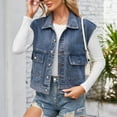 thumbnail image 2 of MuZeFu Blue Jean Jackets for Women Clearance Women's Fashion Spring Summer Sleeveless Hatless Jean Jacket/Jacket, 2 of 9