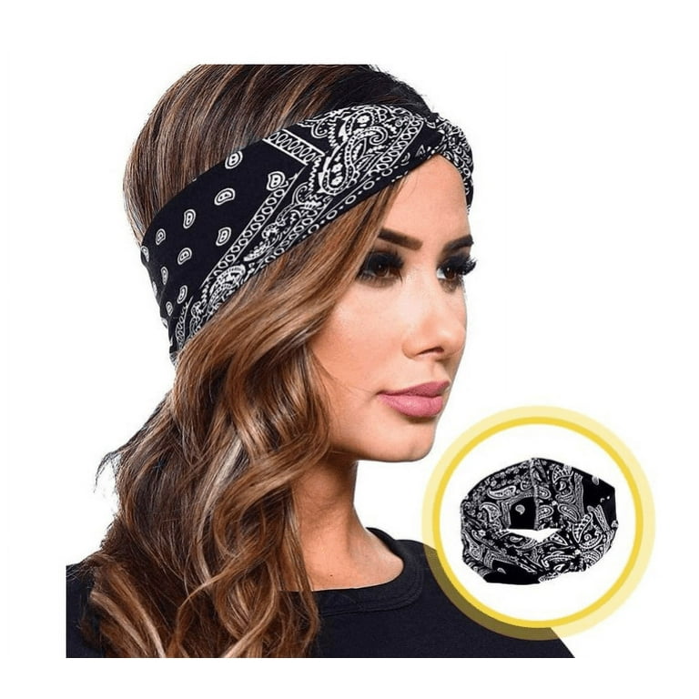 6Pcs Headbands - Bandana Headband for Women, Elastic Cotton Turban Wide  Hair Band Head Scarf Hair Wrap, Ladies Stretchy Head bands Fabric Bohemian