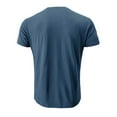 thumbnail image 3 of Men's Spring Summer Retro T-Shirt - Business Casual Travel Buttons O Neck Solid Short Sleeve, 3 of 5