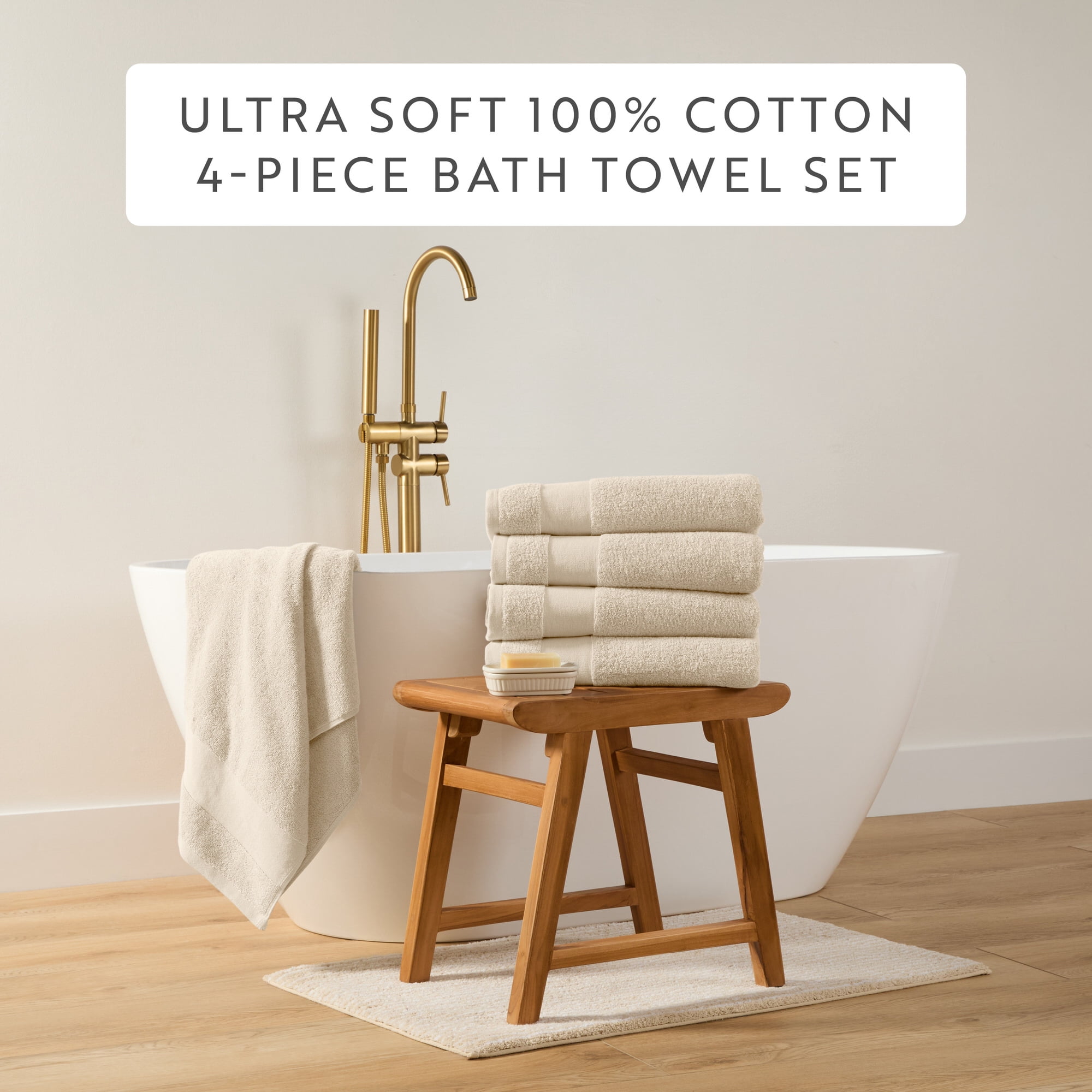 Noble Linens 4 pack Essential Cotton Bath Towels