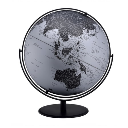 21" Black And Silver Modern Polyresin Globe