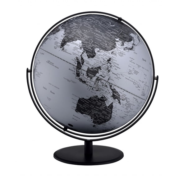 21" Black And Silver Modern Polyresin Globe
