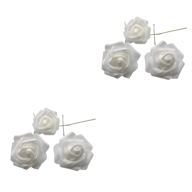 Naiovety 50 piezas de flores artificiales para interiores, fiestas, bodas, rosas de simulación. Blanco 2Conjunto