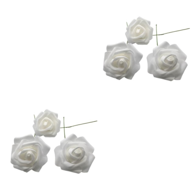 Naiovety 50 piezas de flores artificiales para interiores, fiestas, bodas, rosas de simulación. Blanco 2Conjunto