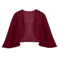 thumbnail image 6 of MSJUHEG Chiffon Cardigans for Women 3/4 Pleated Sleeves Swimsuit Coverups Knit Shrug Sheer Chiffon Shrug Shiny Mesh Top Sheer Open Front Cropped Inwomen's Swimwear Cover Ups Wine Xl, 6 of 6