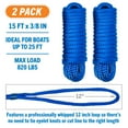 thumbnail image 5 of Boat Dock Lines & Rope Boat Ropes for Docking 1/2" Line Braided Mooring Marine Rope 25FT 1/2 Inch Nylon Rope Boat Dock Lines for Docking Boat Lines Boating Rope Braided with Loop Royal Blue 2 Pk, 5 of 6
