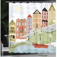 thumbnail image 4 of Ambesonne Cartoon Shower Curtain, Quaint Village Street, 69"Wx70"L, Green Teal, 4 of 5