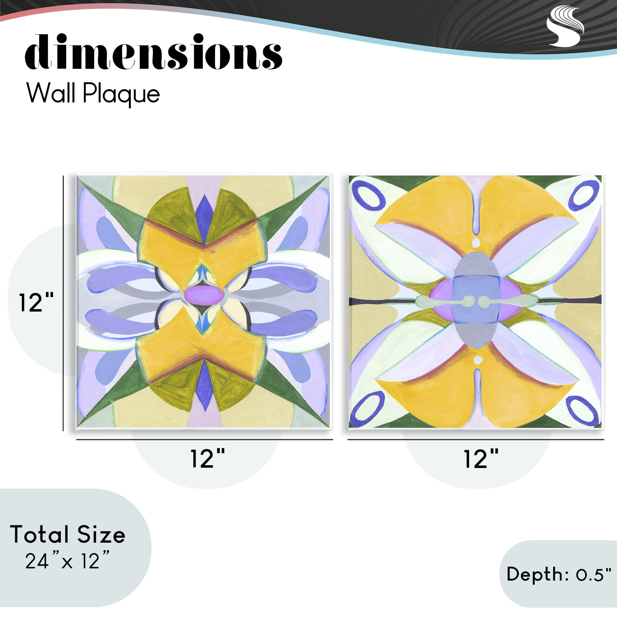 Stupell Industries Kaleidoscopic Revival Hues 2 Piece Wall Plaque Art Set, design by Melissa Wang