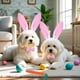 thumbnail image 4 of Set de disfraces para mascotas de Pascua: conejito con flor de zanahoria y gorro con cinta para la cabeza 7pc – accesorios ajustables de cuello de poliéster para gatos, perros, gansos, fotos festivas, 4 of 6