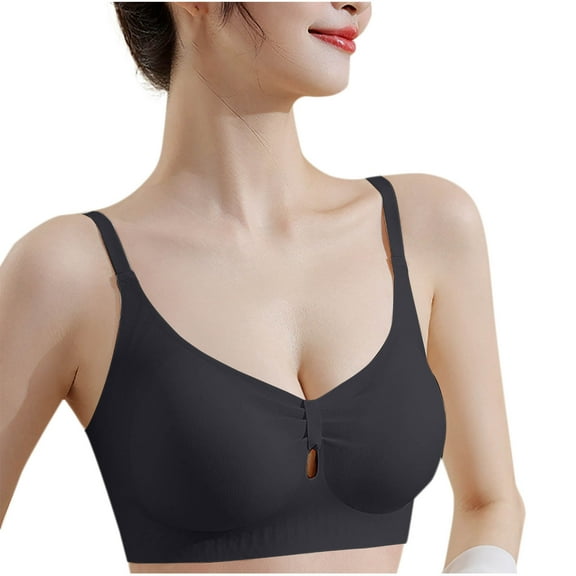 AINIYS Secure Fit Bra for Women Wireless Seamless Soft Cup Bra Bralette Lightweight T-Shirt Bra Breathable Everyday Bras Black L