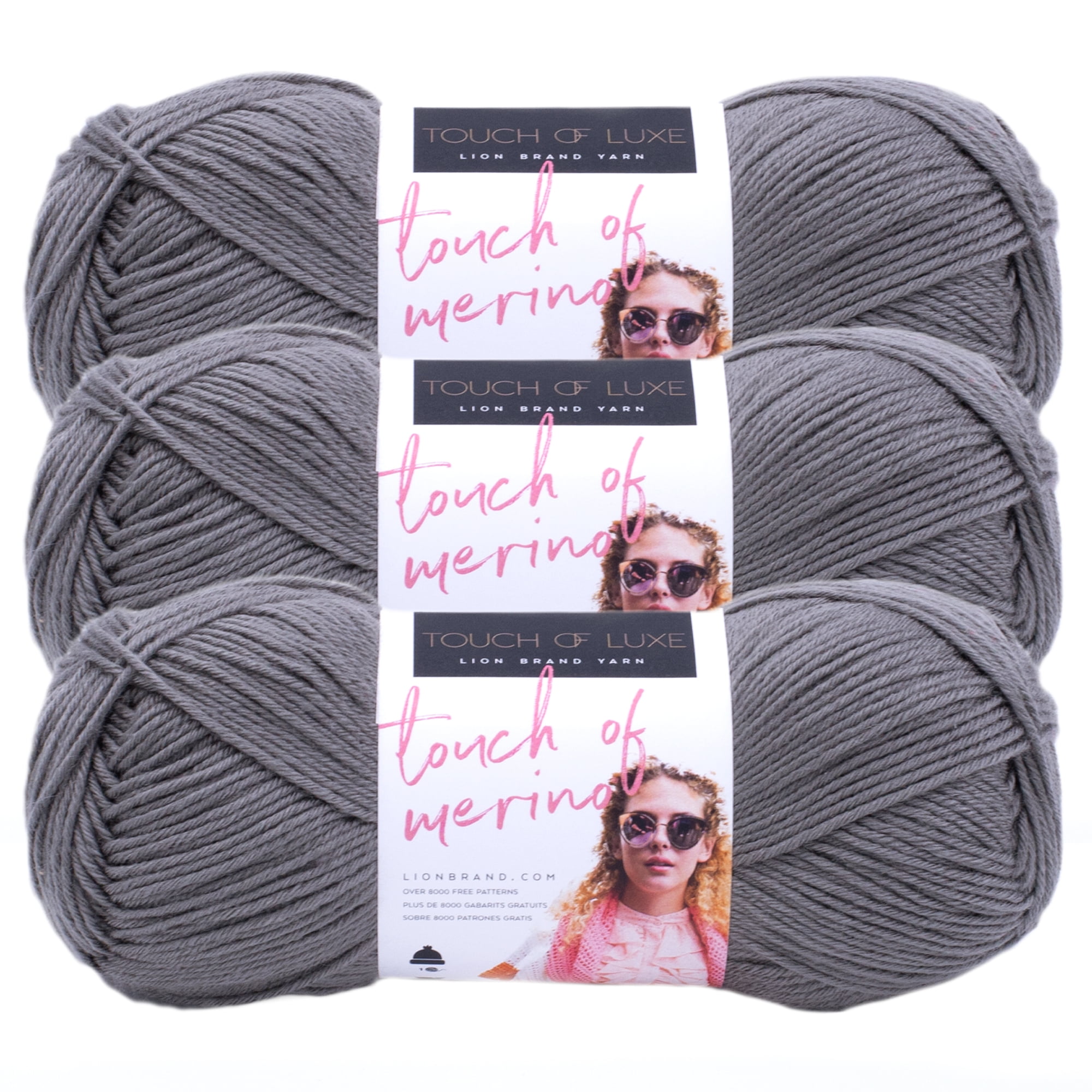 3 Pack-Lion Brand Touch Of Merino Yarn-Oxford Gray 676-150 3 Pack-Lion Brand Touch Of Merino Yarn-Oxford Gray 676-150
