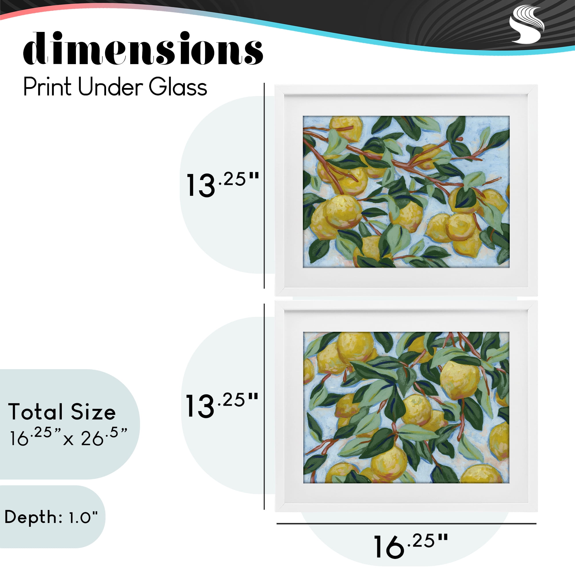 Stupell Industries Sunshine Lemon Tree 2 Piece White Framed Print Under Glass Set, design by June Erica Vess