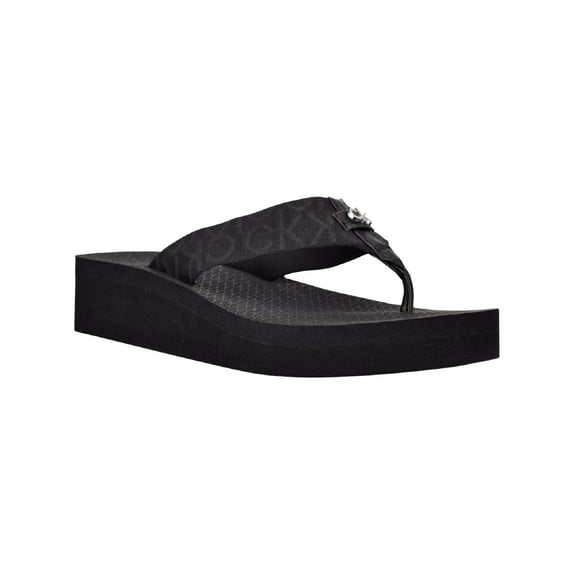 Calvin Klein Womens Meena Logo Thong Slide Sandals
