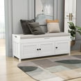 thumbnail image 1 of Homy Casa Storage Bench with 3 Shutter Doors & Removable Cushion, White, 1 of 11