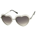 thumbnail image 2 of sunglassLA Unisex Women's Metal Cutout Frame Thin Temple Cutout Heart Sunglasses (Silver / Lavender) - 55mm, 2 of 4