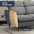 thumbnail image 5 of ZAFLY Sectional Sofa with Left Chaise, Linen 4-seater Couch with Metal legs, Comfortable Upholstered Couches, L-shaped Sofas for Living Room - Dark Grey, 5 of 8