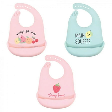 UPC: 0660168563566 | Hudson Baby Infant Girl Silicone Bibs 3pk  Cute Fruit  One Size