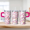 thumbnail image 2 of Reusable 20oz Geometric Textured Handle Tumbler, Stainless Steel Double Wall Travel Mug, Insulated Leak Proof Coffee Cup, 2 of 5