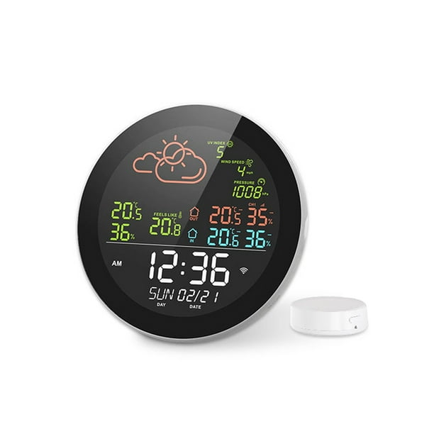 Multifuncional Tuya Wifi Multifuncional Hogar/Oficina Estación Meteorológica Color Reloj Digital Probador De Temperatura Al Aire Libre Hygrometro Higrómetro De Higuitivo Clima