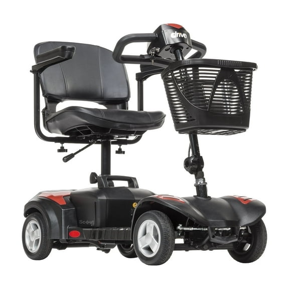 Drive Medical ScoutLT4-EXT 4-Wheel Scooter with Extended Range 20AH Battery (14 mile travel range) - Red
