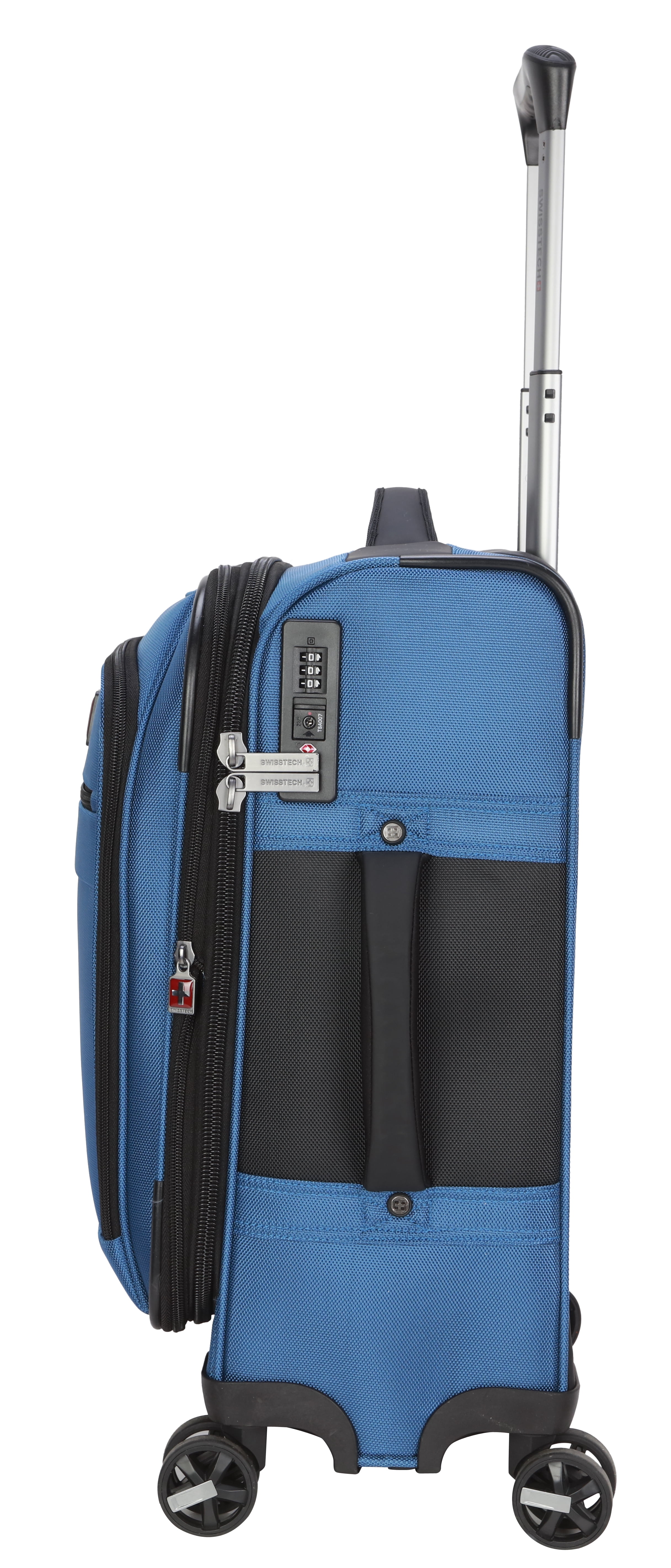 Swiss Tech 20in Softside Carry-on Luggage with 8-Wheel Spinner, Blue