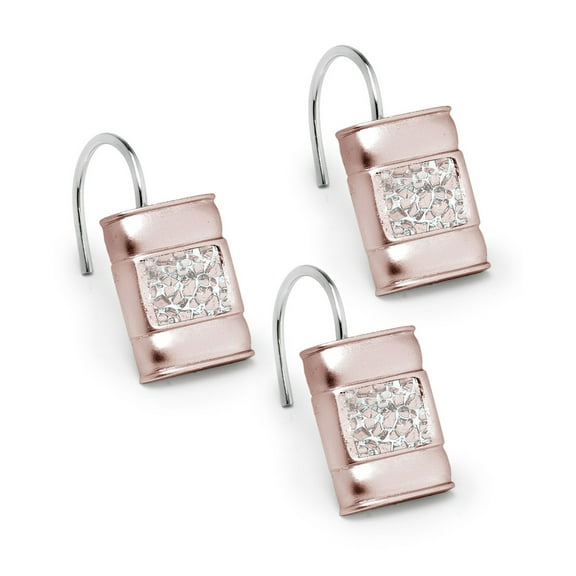 Popular Bath Blush Sinatra Bath Decor Accessories, Premium, Durable, Acrylic Resin, Eco-Friendly Curtain Hooks (2" x 2" , 12-pack)