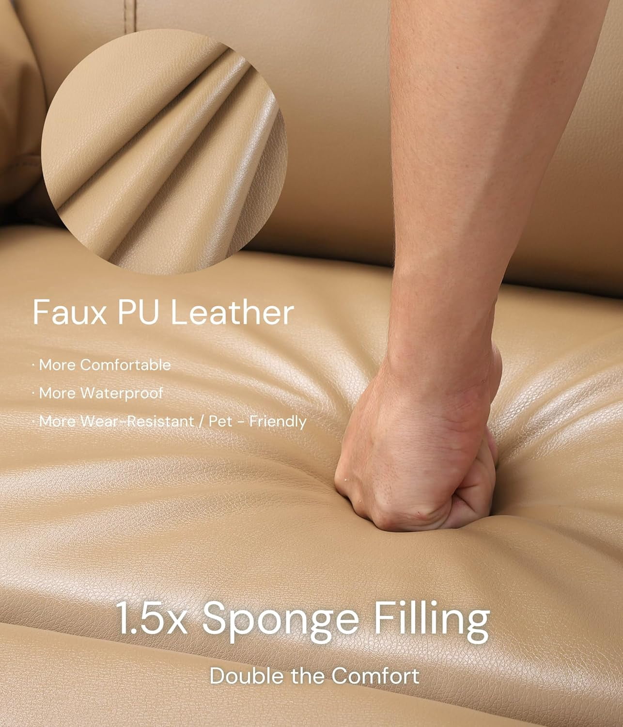 Oversized Extra Wide Recliner Chair - Faux PU Leather Large Manual Recliner for Adults, Exceptional Comfort Lazy Chair with 1.5X Sponge Filling and Easy Recline Mechanism for Relaxation