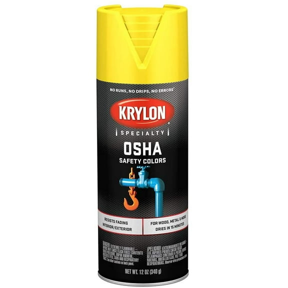 Krylon K01813007 OSHA Color Paint Safety Yellow, 12 Ounce Aerosol