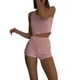 thumbnail image 5 of Traje informal de dos piezas para mujer, novedad de 2025, con encaje de color liso, pantalones cortos de cintura alta, chaleco deportivo, 5 of 5
