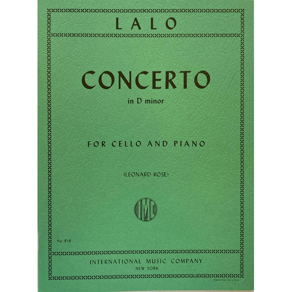 International Music Co. Lalo Concerto in D Minor for Cello and Piano (IMC # 858)