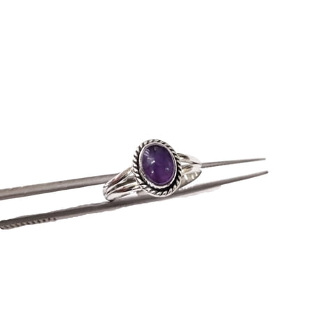 Natural Amethyst Ring, Cab Amethyst Gemstone Ring, February Birthstone, Adjustable Tiny Ring, Toe Ring, 925 Sterling Silver, Womens Ring, Christmas, Twisted Boho Ring, Handmade Statement Jewelry
