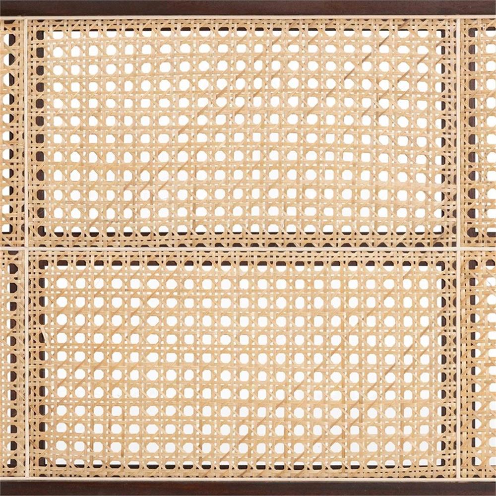 Pemberly Row Dark Brown Bayur Wood and Rattan Queen Size Headboard