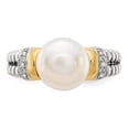 thumbnail image 5 of 14K Two-Tone Gold Ring Band Pearl Yellow Freshwater Round White Diamond, 5 of 5