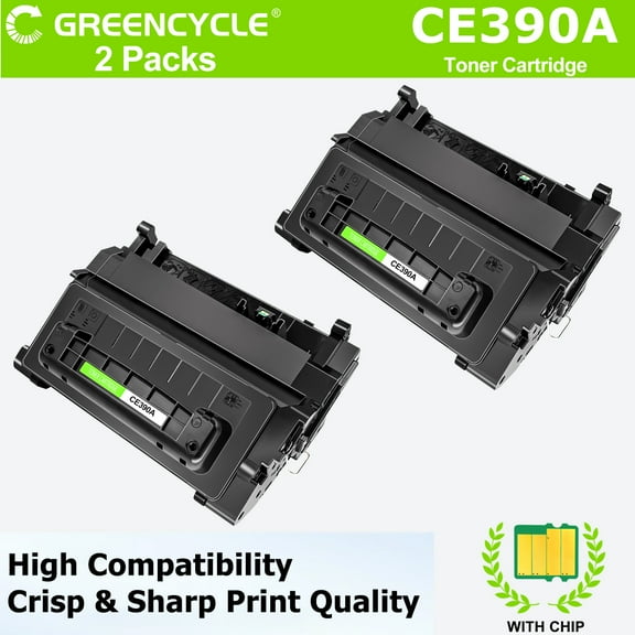 greencycle CE390A Toner Cartridge Replacement Compatible for HP 90A Laser jet 600 M601 M602 M603 M601dn M601n M602dn M602n M602x(ce993a) M603dn M603n M4555 M4555f M4555fskm M4555h MFP Printers,2pcs