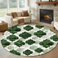 thumbnail image 2 of Dark Green Geometric Moroccan Round Area Rugs Collection 7', Abstract Art Ombre Modern Non Slip Indoor Circular Throw Runner Rug Floor Mat Carpet for Living Room Dining Table Bedroom Nursery, 2 of 9