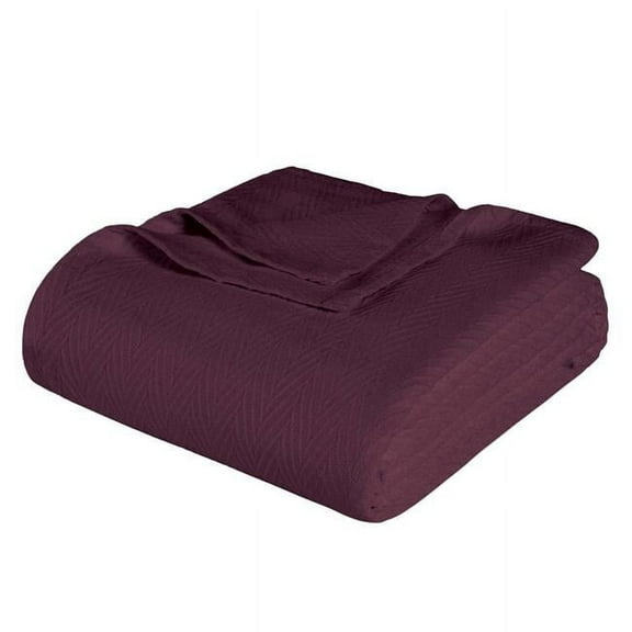 HomeRoots 549239 Queen Plum Cotton Woven Chevron Blanket