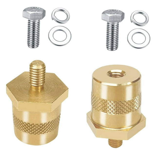 2 conectores de terminal de batería, perno de terminal de batería, adaptador de poste de batería de latón para automóviles, vehículos agrícolas, Diámetro exterior 6 mm