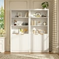 thumbnail image 3 of 71" Tall 5-Shelf Wooden Bookcase with Doors, 31.5" Wide Farmhouse Book Shelf, Adjustable Top Shelf, White, 3 of 6
